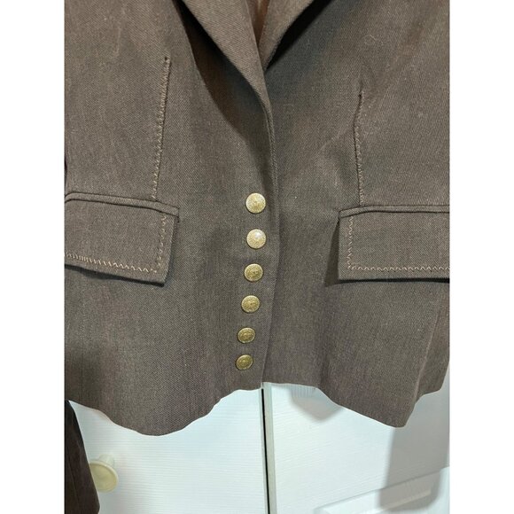 Vintage Sonia Fortuna Firenze Made in Italy Womens Brown Blazer With Gold Button - Picture 3 of 11